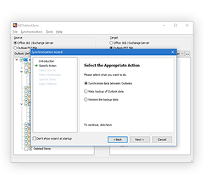 EZOutlookSync Synchronization Wizard