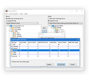 EZOutlookSync Synchronization Summary